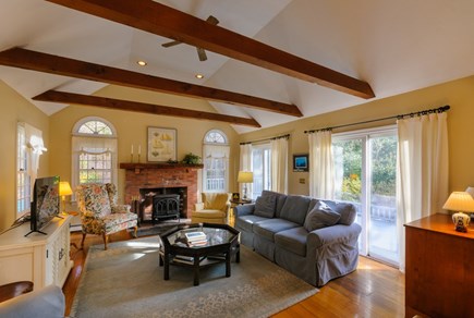 East Sandwich Cape Cod vacation rental - Family Room with fireplace and TV