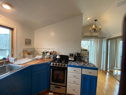 Provincetown Historic District Cape Cod vacation rental - Kitchen area.. fridge, stove, toaster, blender, microwave.