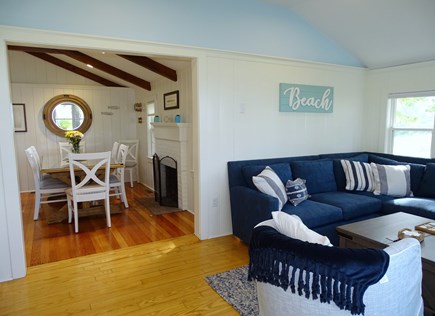 Bass River, West Dennis Cape Cod vacation rental - Living room opens to dining area and kitchen