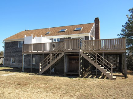 West Dennis Cape Cod vacation rental - Rear Wraparound Deck w/private outdoor shower and back yard