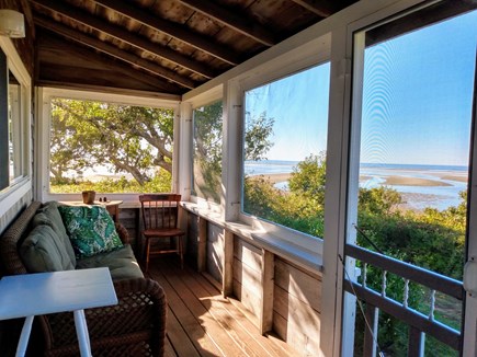 Brewster Beach Cape Cod vacation rental - Eat in Porch with fabulous views of the beach and bay.