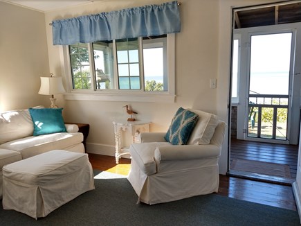 Brewster Beach Cape Cod vacation rental - Living room with views of the  beach, bay and the gazebo