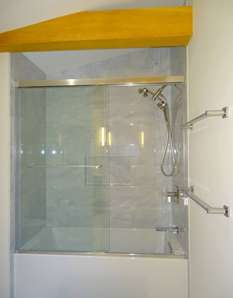 Eastham Cape Cod vacation rental - Another view of bathroom #2 - tiled tub/shower combo.