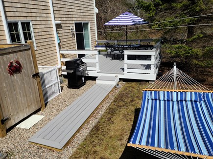 Truro Cape Cod vacation rental - Outdoor shower and hammock for private backyard relaxation