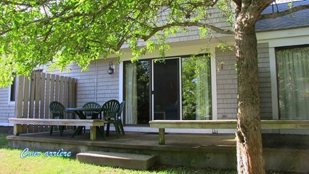 Mashpee Cape Cod vacation rental - The back deck with dining area