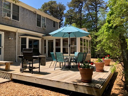 Eastham Cape Cod vacation rental - Back deck with BBQ is wonderful for meals outside!
