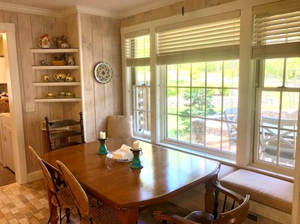 Brewster Cape Cod vacation rental - comfy eat-in kitchen overlooking backyard