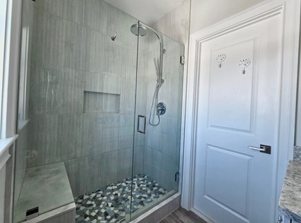 West Yarmouth Cape Cod vacation rental - Full bath on second floor. Tile surround, Bench and Rain shower