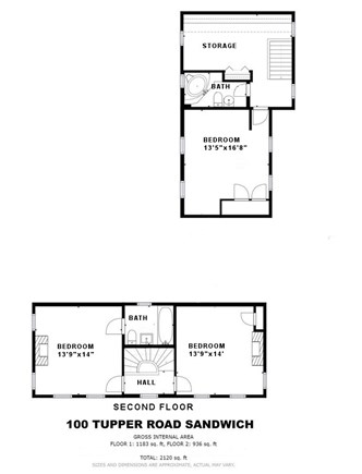 Sandwich Cape Cod vacation rental - 2nd level Floor plan