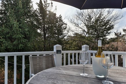 Barnstable Cape Cod vacation rental - Relax. Upstairs deck overlooking fully fenced-in tree lined yard