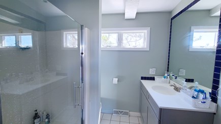 Truro Cape Cod vacation rental - Main floor master ensuite bathroom with tiled shower