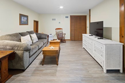 West Yarmouth Cape Cod vacation rental - Basement common room with TV and couch
