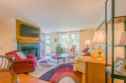 Sandwich Cape Cod vacation rental - Entry into Living Room with Smart TV & gas fireplace