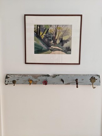 Orleans Cape Cod vacation rental - Fun hooks and a water color painting.
