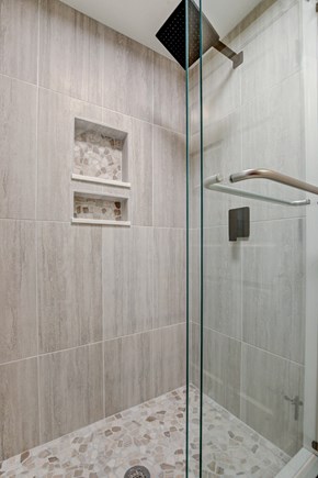 Yarmouth Cape Cod vacation rental - Brand new tile shower with rain showerhead and 5 niches (2 shown)