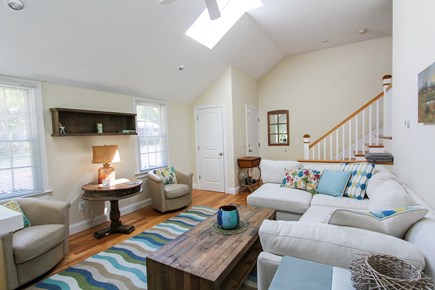 Osterville Cape Cod vacation rental - Skylit Vaulted Living Room with Gas Fireplace