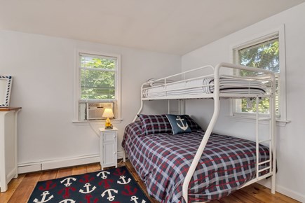 Yarmouth, Bayview Beachside Cape Cod vacation rental - 2nd floor bedroom with twin over full sized bunk bed.