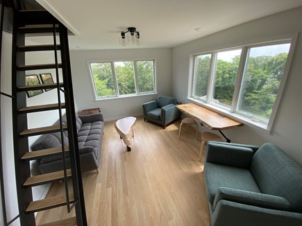 Woods Hole Cape Cod vacation rental - Loft, with futon couch and ship's ladder to roof.