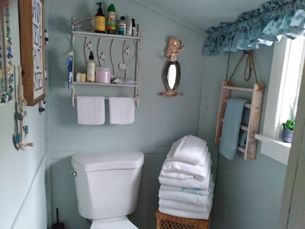 West Barnstable Cape Cod vacation rental - Small cottage style indoor bathroom, with outdoor shower