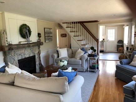Dennis Cape Cod vacation rental - Family room with fireplace and hidden TV above