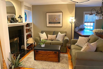 East Dennis Cape Cod vacation rental - Main House Living Room with Fireplace