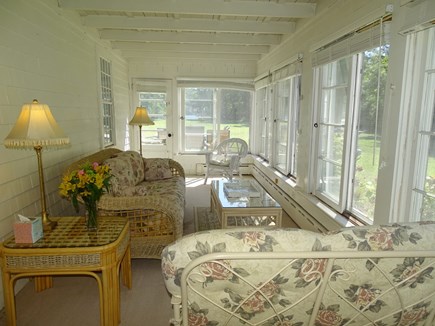 Dennis Cape Cod vacation rental - A favorite spot for morning coffee, sun porch faces water