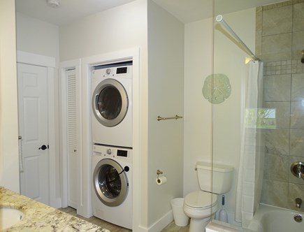 Falmouth Cape Cod vacation rental - Main bathroom with walk-in shower, laundry