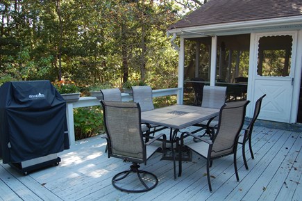Sandwich Cape Cod vacation rental - Back deck with grill and dining area