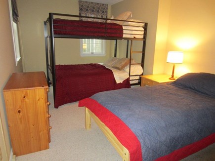 South Yarmouth Cape Cod vacation rental - Second Bedroom with bunkbed full mattresses and twin bed