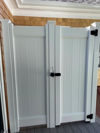 South Yarmouth Cape Cod vacation rental - Outdoor shower and grill area off of the three season room.