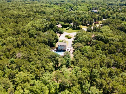 Harwich Cape Cod vacation rental - Aerial view of 1-acre plot at the end of private cul-de-sac.