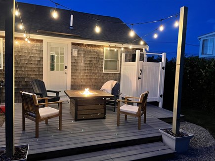 Sandwich, Town Neck Cape Cod vacation rental - New deck, firetable, and outdoor shower with rainhead