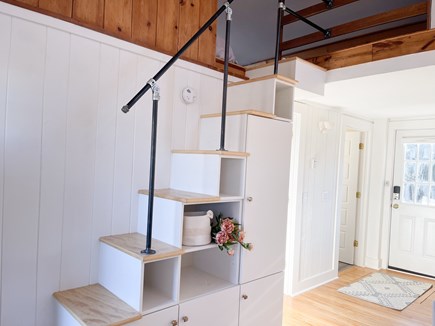 Sandwich, Town Neck Cape Cod vacation rental - Loft stairs with storage