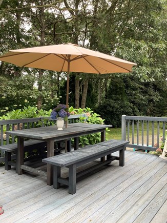 Chatham Cape Cod vacation rental - Back Deck Table with Umbrella