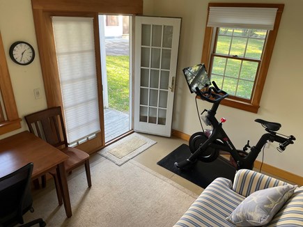 Dennis, Corporation Beach Cape Cod vacation rental - Studio with table, chairs, sofa and Peloton
