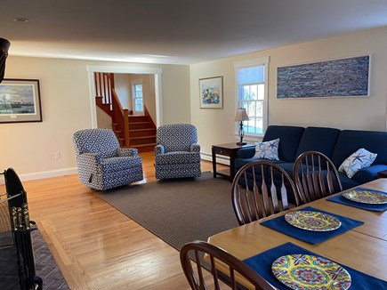 Dennis, Corporation Beach Cape Cod vacation rental - Living room view to the two story foyer entrance