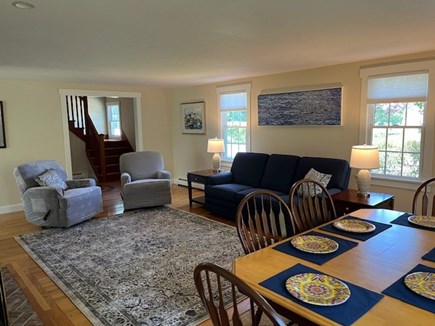Dennis, Corporation Beach Cape Cod vacation rental - Living room view towards two story foyer entrance