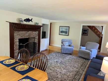 Dennis, Corporation Beach Cape Cod vacation rental - 27" TV in cabinet next to fireplace with cable and streaming