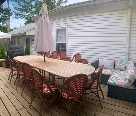 Falmouth, Main + Guest House Cape Cod vacation rental - Large back deck with extendable teak table