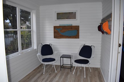 Falmouth Center Cape Cod vacation rental - Mudroom entrance and sitting area