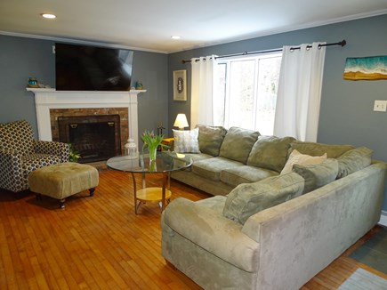 Brewster Cape Cod vacation rental - Living room with sectional, TV