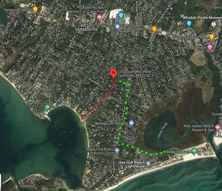 West Yarmouth Cape Cod vacation rental - House to Crowell and Seagull Beach Map