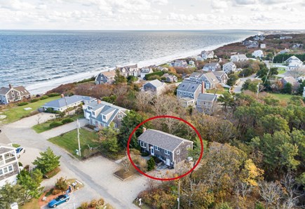 East Sandwich Cape Cod vacation rental - Aerial view of house and beach on Cape Cod Bay