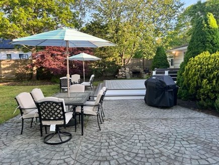 West Yarmouth Cape Cod vacation rental - Patio - 6 pp dining set, 4 pp conversation set & Weber grill