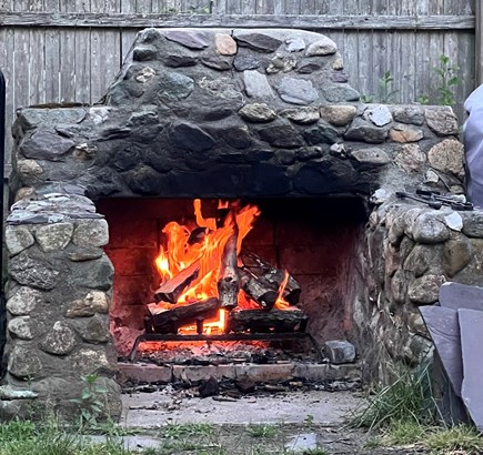West Yarmouth Cape Cod vacation rental - Outdoor fireplace. Viewable from deck area.