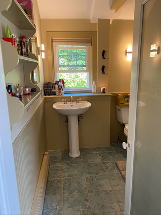 East Falmouth Cape Cod vacation rental - Bathroom with roomy shower, washer/dryer