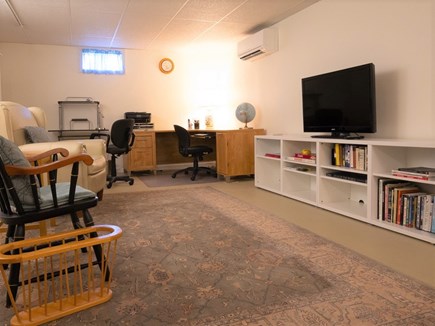 Brewster Cape Cod vacation rental - Family room in the basement with a flat screen TV