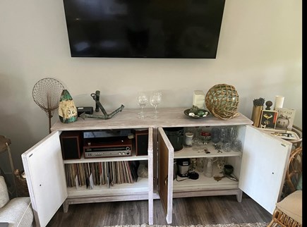 Brewster  Cape Cod vacation rental - Vintage looking but modern record,CD,and Bluetooth player.
