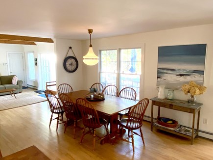 North Truro Cape Cod vacation rental - Dining area with beautiful West Barnstable table