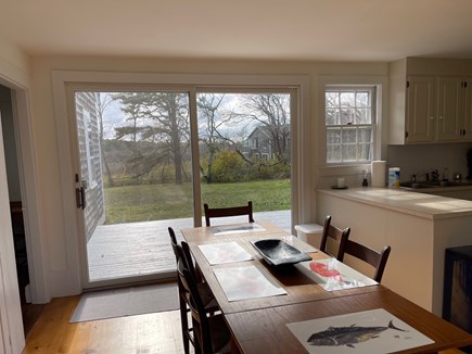 Truro Cape Cod vacation rental - Dining Area looking out to Backyard